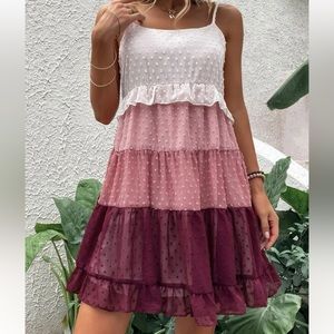 Swiss dot ruffle trim cami dress